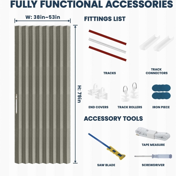 NIB AJAZZ Blackout Accordion Invisible Folding Magnetic Curtain Door - Picture 4 of 16